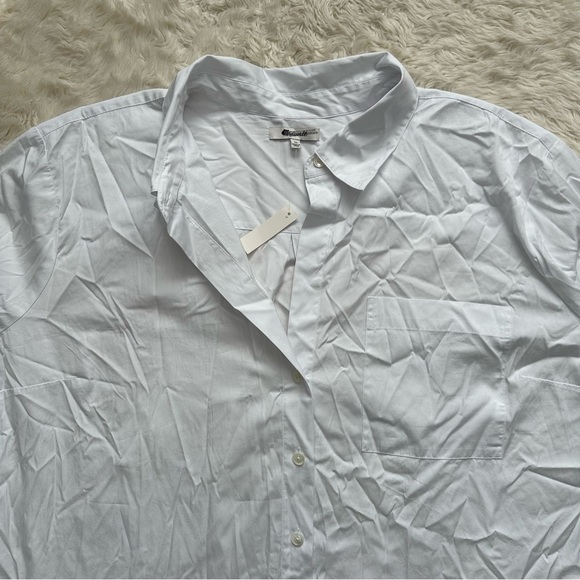 Madewell Top Plus Easy Y-Neck Button-Up Shirt Cotton Eyelet White 3X NWT New - Picture 6 of 12